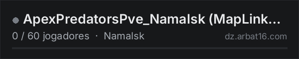 ApexPredatorsPve_Namalsk (MapLinked) na lista de servidores de DayZ da AR16