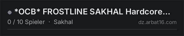 *OCB* FROSTLINE SAKHAL Hardcore PVE ONLY in der DayZ-Serverliste von AR16