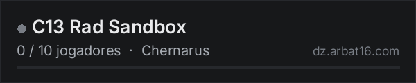 C13 Rad Sandbox na lista de servidores de DayZ da AR16