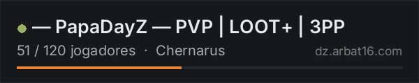 — PapaDayZ — PVP | LOOT+ | 3PP na lista de servidores de DayZ da AR16