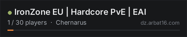 IronZone EU | Hardcore PvE | EAI on the AR16 DayZ server list