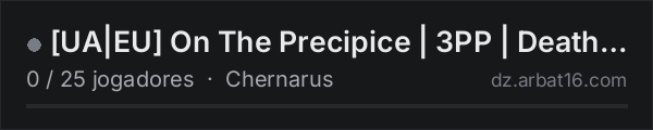[UA|EU] On The Precipice | 3PP | Deathmatch na lista de servidores de DayZ da AR16