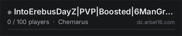 IntoErebusDayZ|PVP|Boosted|6ManGrp|NA|StarterCash on the AR16 DayZ server list