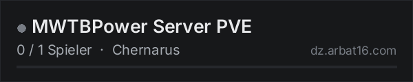 MWTBPower Server PVE in der DayZ-Serverliste von AR16