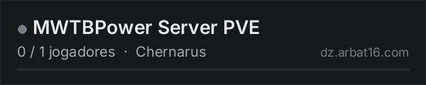 MWTBPower Server PVE na lista de servidores de DayZ da AR16