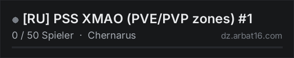 [RU] PSS XMAO (PVE/PVP zones) #1 in der DayZ-Serverliste von AR16