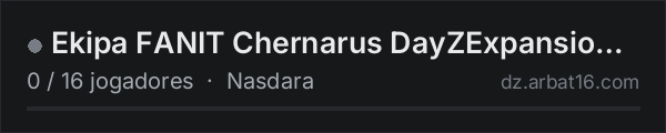 Ekipa FANIT Chernarus DayZExpansion AI na lista de servidores de DayZ da AR16