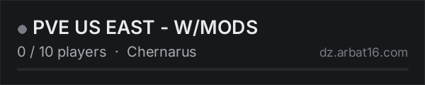 PVE US EAST - W/MODS on the AR16 DayZ server list