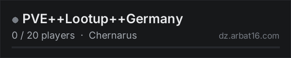 PVE++Lootup++Germany on the AR16 DayZ server list