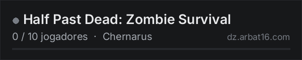 Half Past Dead: Zombie Survival na lista de servidores de DayZ da AR16