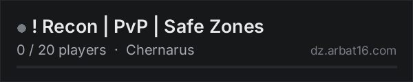 ! Recon | PvP | Safe Zones on the AR16 DayZ server list