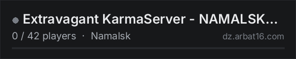 Extravagant KarmaServer - NAMALSK | HC | ADVENTURE | 1PP | V++ on the AR16 DayZ server list
