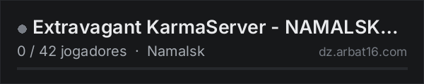 Extravagant KarmaServer - NAMALSK | HC | ADVENTURE | 1PP | V++ na lista de servidores de DayZ da AR16