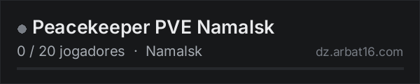 Peacekeeper PVE Namalsk na lista de servidores de DayZ da AR16
