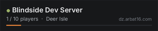 Blindside Dev Server on the AR16 DayZ server list