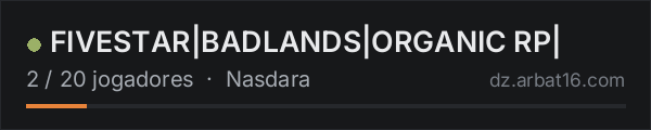 FIVESTAR|BADLANDS|ORGANIC RP| na lista de servidores de DayZ da AR16