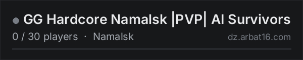 GG Hardcore Namalsk |PVP| AI Survivors on the AR16 DayZ server list