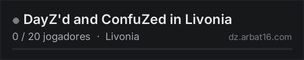 DayZ'd and ConfuZed in Livonia na lista de servidores de DayZ da AR16