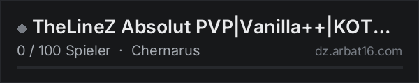 TheLineZ Absolut PVP|Vanilla++|KOTH|AIRDROP|RAIDTOKEN in der DayZ-Serverliste von AR16