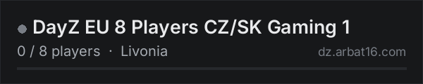 DayZ EU 8 Players CZ/SK Gaming 1 on the AR16 DayZ server list