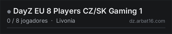 DayZ EU 8 Players CZ/SK Gaming 1 na lista de servidores de DayZ da AR16