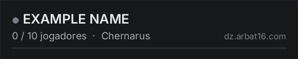 EXAMPLE NAME na lista de servidores de DayZ da AR16