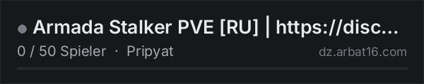 Armada Stalker PVE RU | https://discord.gg/v8SfmtQ2Yh in der DayZ-Serverliste von AR16