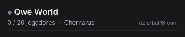 Qwe World na lista de servidores de DayZ da AR16