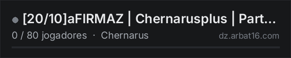 [20/10]aFIRMAZ | Chernarusplus | Party Max 7 | 1PP | PVP na lista de servidores de DayZ da AR16
