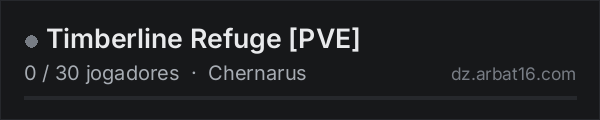 Timberline Refuge [PVE] na lista de servidores de DayZ da AR16