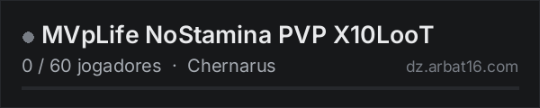 MVpLife NoStamina PVP X10LooT na lista de servidores de DayZ da AR16