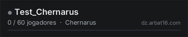 Test_Chernarus na lista de servidores de DayZ da AR16