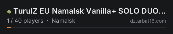 TurulZ EU Namalsk Vanilla+ SOLO DUO TRIO | 1PP on the AR16 DayZ server list