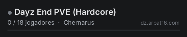 Dayz End PVE (Hardcore) na lista de servidores de DayZ da AR16