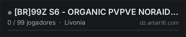 [BR]99Z S6 - ORGANIC PVPVE NORAID LIVONIA UNIQUE ANTI-CHEAT AI na lista de servidores de DayZ da AR16
