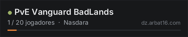 PvE Vanguard BadLands na lista de servidores de DayZ da AR16