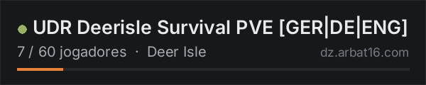 UDR Deerisle Survival PVE [GER|DE|ENG] na lista de servidores de DayZ da AR16