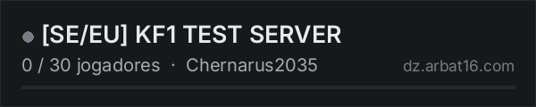 [SE/EU] KF1 TEST SERVER na lista de servidores de DayZ da AR16