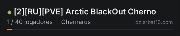 [2][RU][PVE] Arctic BlackOut Cherno na lista de servidores de DayZ da AR16