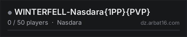 WINTERFELL-Nasdara{1PP}{PVP} on the AR16 DayZ server list