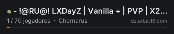 -   !@RU@!   LXDayZ | Vanilla + | PVP | X2 LOOT | 3PP | na lista de servidores de DayZ da AR16