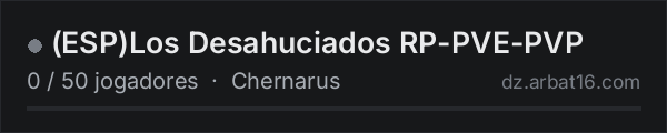 (ESP)Los Desahuciados RP-PVE-PVP na lista de servidores de DayZ da AR16