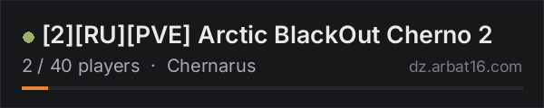 2RUPVE Arctic BlackOut Cherno 2 on the AR16 DayZ server list