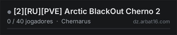 [2][RU][PVE] Arctic BlackOut Cherno 2 na lista de servidores de DayZ da AR16