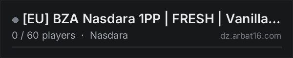 EU BZA Nasdara 1PP | FRESH | Vanilla | PvP on the AR16 DayZ server list