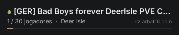 [GER] Bad Boys forever DeerIsle PVE Custom Server na lista de servidores de DayZ da AR16
