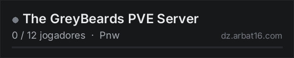 The GreyBeards PVE Server na lista de servidores de DayZ da AR16