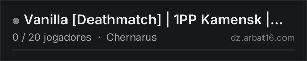 Vanilla Deathmatch | 1PP Kamensk | M70 | M4 | !kd !kills na lista de servidores de DayZ da AR16