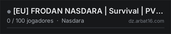 [EU] FRODAN NASDARA | Survival | PVP | 1PP na lista de servidores de DayZ da AR16