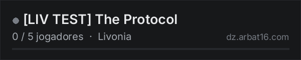 [LIV TEST] The Protocol na lista de servidores de DayZ da AR16
